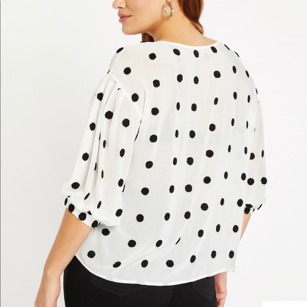 White Polka Dot Blouse | Eloquii | 14